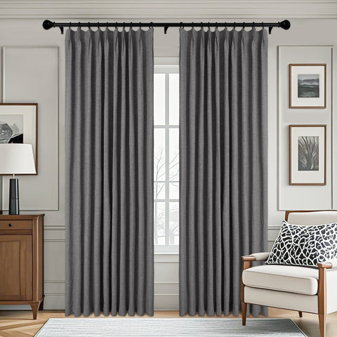 3009 Reversible 100% Blackout Linen Blend Curtain Pinch Pleat 1 Panel