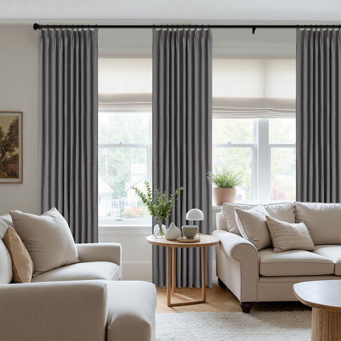 3009 Reversible 100% Blackout Linen Blend Curtain Pinch Pleat 1 Panel