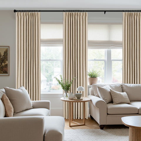 3009 Reversible 100% Blackout Linen Blend Curtain Pinch Pleat 1 Panel