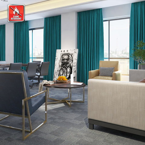 Regal Flame Retardant Fire Resistant Curtains Thermal Insulated Blackout for Office, Hotel, School Grommet 1 Panel