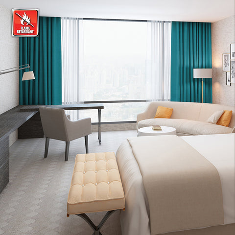Regal Flame Retardant Fire Resistant Curtains Thermal Insulated Blackout for Office, Hotel, School Grommet 1 Panel