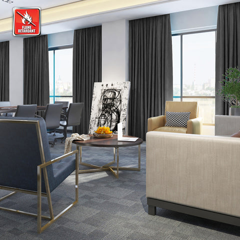 Regal Flame Retardant Fire Resistant Curtains Thermal Insulated Blackout for Office, Hotel, School Grommet 1 Panel