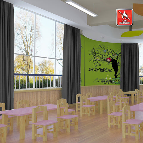 Regal Flame Retardant Fire Resistant Curtains Thermal Insulated Blackout for Office, Hotel, School Grommet 1 Panel