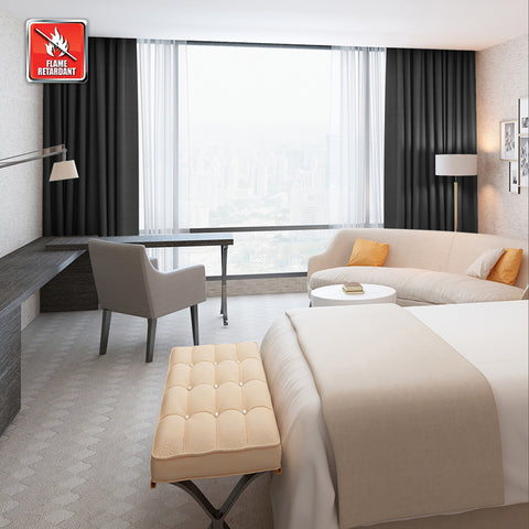Regal Flame Retardant Fire Resistant Curtains Thermal Insulated Blackout for Office, Hotel, School Grommet 1 Panel