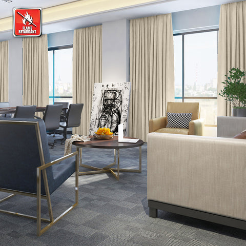 Regal Flame Retardant Fire Resistant Curtains Thermal Insulated Blackout for Office, Hotel, School Grommet 1 Panel