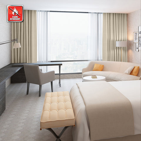 Regal Flame Retardant Fire Resistant Curtains Thermal Insulated Blackout for Office, Hotel, School Grommet 1 Panel