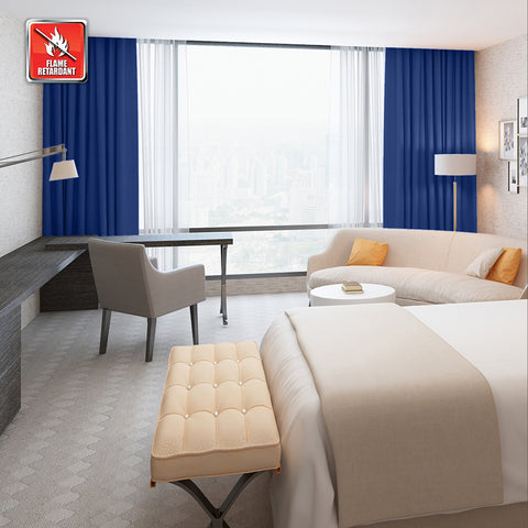 Regal Flame Retardant Fire Resistant Curtains Thermal Insulated Blackout for Office, Hotel, School Grommet 1 Panel