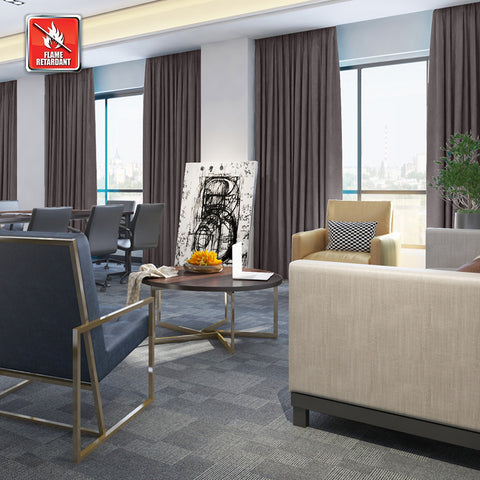 Regal Flame Retardant Fire Resistant Curtains Thermal Insulated Blackout for Office, Hotel, School Grommet 1 Panel