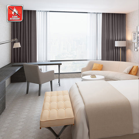Regal Flame Retardant Fire Resistant Curtains Thermal Insulated Blackout for Office, Hotel, School Grommet 1 Panel