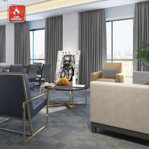 Regal Flame Retardant Fire Resistant Curtains Thermal Insulated Blackout for Office, Hotel, School Grommet 1 Panel