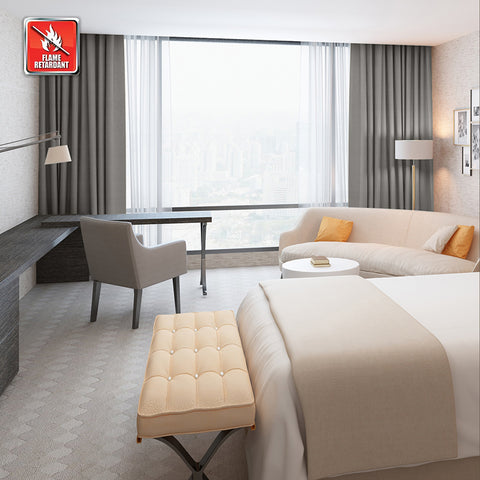 Regal Flame Retardant Fire Resistant Curtains Thermal Insulated Blackout for Office, Hotel, School Grommet 1 Panel