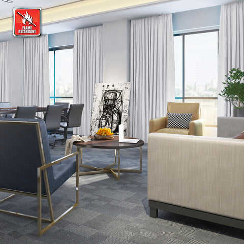 Regal Flame Retardant Fire Resistant Curtains Thermal Insulated Blackout for Office, Hotel, School Grommet 1 Panel