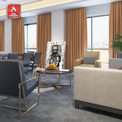 Regal Flame Retardant Fire Resistant Curtains Thermal Insulated Blackout for Office, Hotel, School Grommet 1 Panel