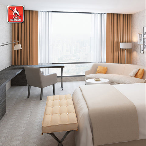 Regal Flame Retardant Fire Resistant Curtains Thermal Insulated Blackout for Office, Hotel, School Grommet 1 Panel