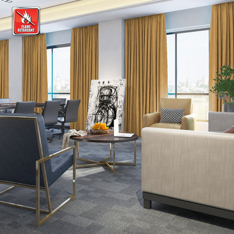 Regal Flame Retardant Fire Resistant Curtains Thermal Insulated Blackout for Office, Hotel, School Grommet 1 Panel
