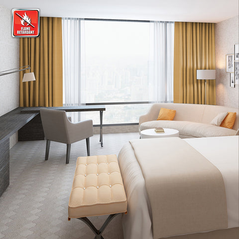 Regal Flame Retardant Fire Resistant Curtains Thermal Insulated Blackout for Office, Hotel, School Grommet 1 Panel