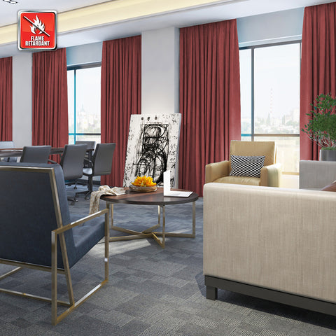 Regal Flame Retardant Fire Resistant Curtains Thermal Insulated Blackout for Office, Hotel, School Grommet 1 Panel