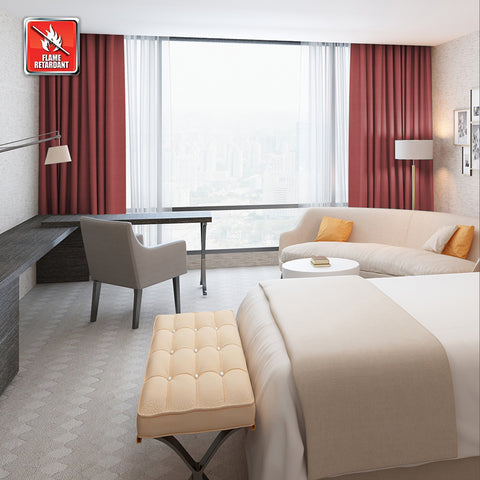 Regal Flame Retardant Fire Resistant Curtains Thermal Insulated Blackout for Office, Hotel, School Grommet 1 Panel