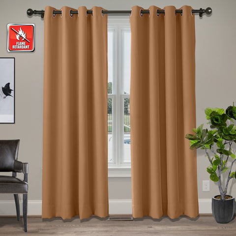 Regal Flame Retardant Fire Resistant Curtains Thermal Insulated Blackout for Office, Hotel, School Grommet 1 Panel
