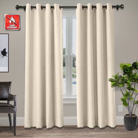 Regal Flame Retardant Fire Resistant Curtains Thermal Insulated Blackout for Office, Hotel, School Grommet 1 Panel