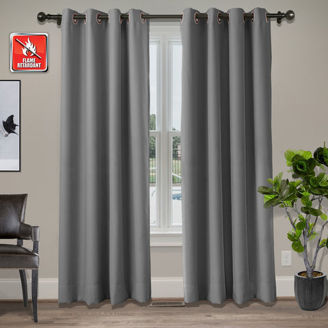 Regal Flame Retardant Fire Resistant Curtains Thermal Insulated Blackout for Office, Hotel, School Grommet 1 Panel