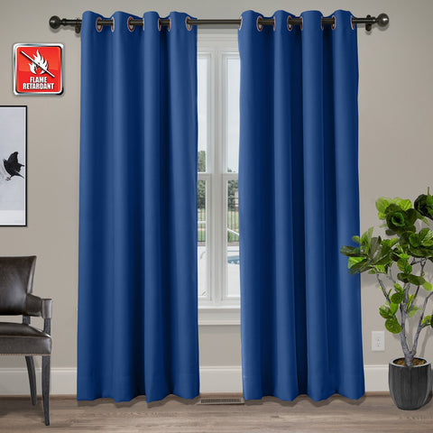 Regal Flame Retardant Fire Resistant Curtains Thermal Insulated Blackout for Office, Hotel, School Grommet 1 Panel