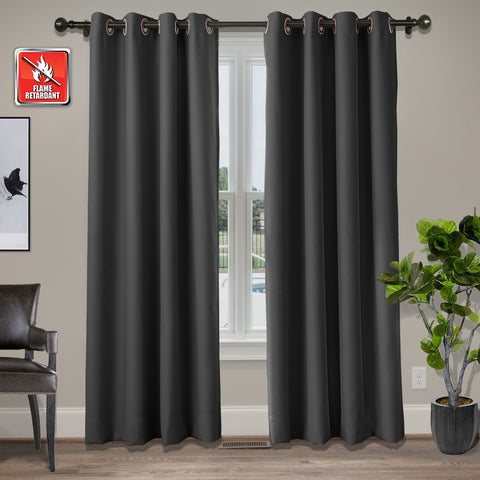 Regal Flame Retardant Fire Resistant Curtains Thermal Insulated Blackout for Office, Hotel, School Grommet 1 Panel
