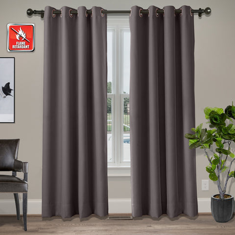Regal Flame Retardant Fire Resistant Curtains Thermal Insulated Blackout for Office, Hotel, School Grommet 1 Panel