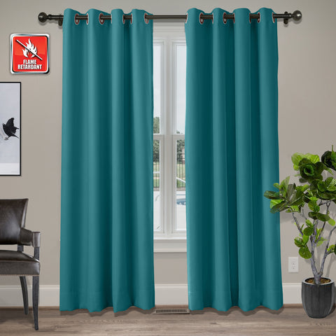 Regal Flame Retardant Fire Resistant Curtains Thermal Insulated Blackout for Office, Hotel, School Grommet 1 Panel