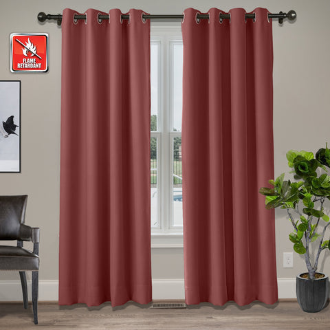 Regal Flame Retardant Fire Resistant Curtains Thermal Insulated Blackout for Office, Hotel, School Grommet 1 Panel
