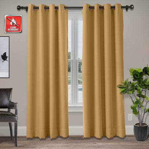 Regal Flame Retardant Fire Resistant Curtains Thermal Insulated Blackout for Office, Hotel, School Grommet 1 Panel