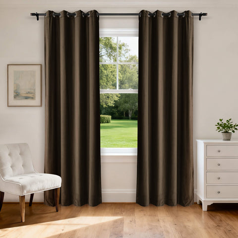 MJ11 Extra Long Soft Velvet Blackout Drapes For Loft Living Room Grommet 1 Panel