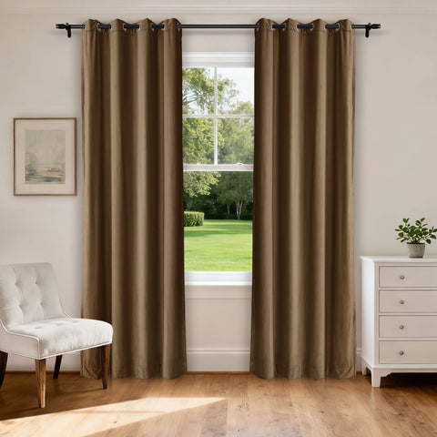 MJ11 Extra Long Soft Velvet Blackout Drapes For Loft Living Room Grommet 1 Panel