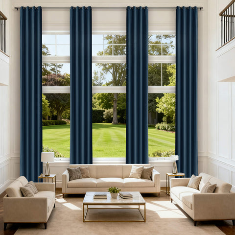 MJ11 Extra Long Soft Velvet Blackout Drapes For Loft Living Room Grommet 1 Panel