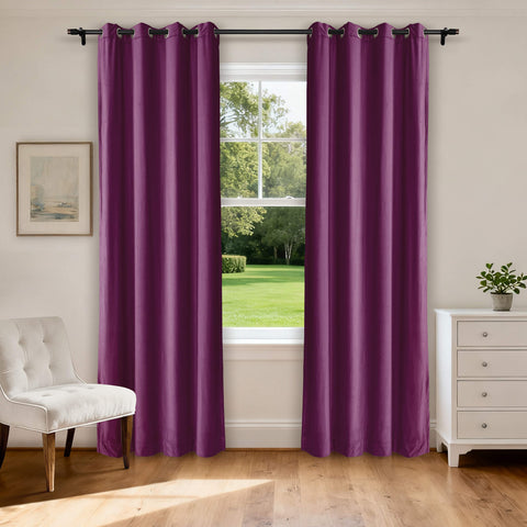 MJ11 Extra Long Soft Velvet Blackout Drapes For Loft Living Room Grommet 1 Panel