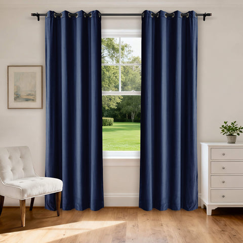 MJ11 Extra Long Soft Velvet Blackout Drapes For Loft Living Room Grommet 1 Panel