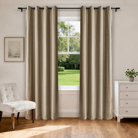 MJ11 Extra Long Soft Velvet Blackout Drapes For Loft Living Room Grommet 1 Panel