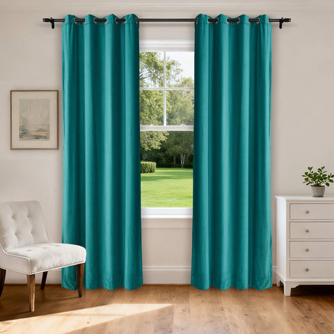 MJ11 Extra Long Soft Velvet Blackout Drapes For Loft Living Room Grommet 1 Panel