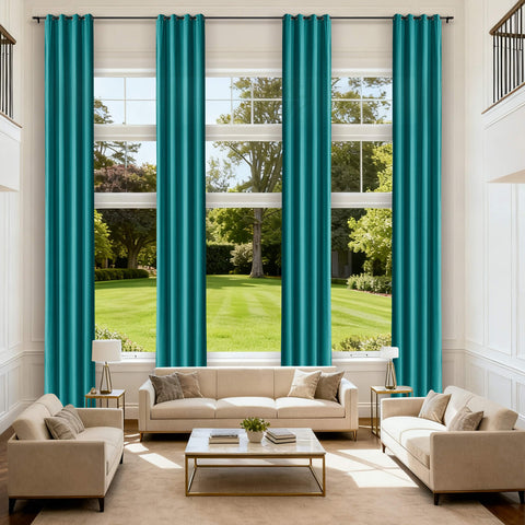 MJ11 Extra Long Soft Velvet Blackout Drapes For Loft Living Room Grommet 1 Panel