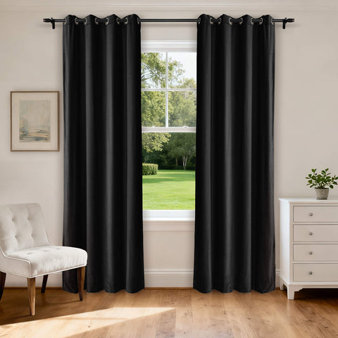 MJ11 Extra Long Soft Velvet Blackout Drapes For Loft Living Room Grommet 1 Panel