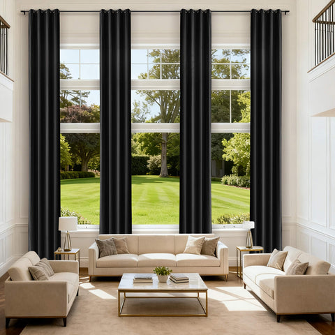 MJ11 Extra Long Soft Velvet Blackout Drapes For Loft Living Room Grommet 1 Panel