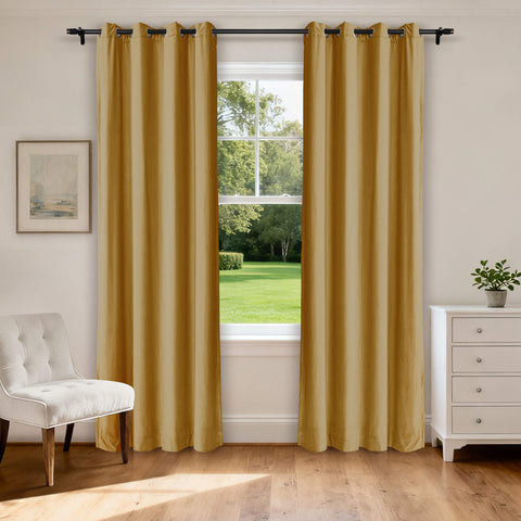 MJ11 Extra Long Soft Velvet Blackout Drapes For Loft Living Room Grommet 1 Panel