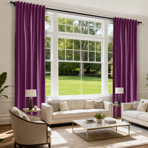 MJ11 Soft Soundproof Luxury Velvet Blackout Drapes Back Tab and Rod Pocket 2 In 1 (1 Panel)