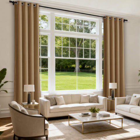 MJ11 Soft Velvet Blackout Drapes For Living Room Bedroom Grommet 1 Panel