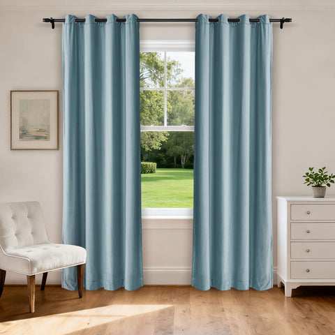 MJ11 Soft Velvet Blackout Drapes For Living Room Bedroom Grommet 1 Panel