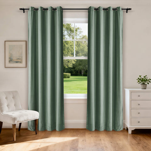 MJ11 Soft Velvet Blackout Drapes For Living Room Bedroom Grommet 1 Panel