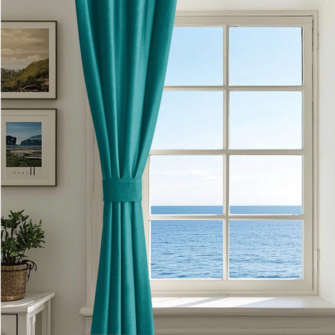MJ11 Soft Velvet Blackout Drapes For Living Room Bedroom Grommet 1 Panel