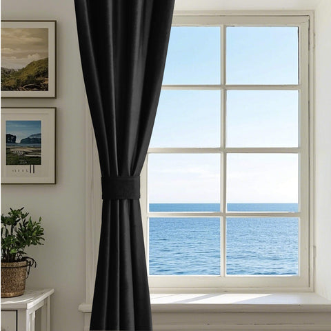 MJ11 Soft Velvet Blackout Drapes For Living Room Bedroom Grommet 1 Panel
