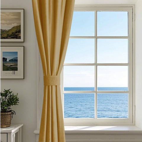 MJ11 Soft Velvet Blackout Drapes For Living Room Bedroom Grommet 1 Panel