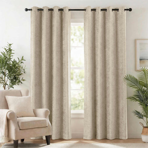 OY12 Blackout Soft Chenille Curtains Grommets 1 Panel for Bedroom